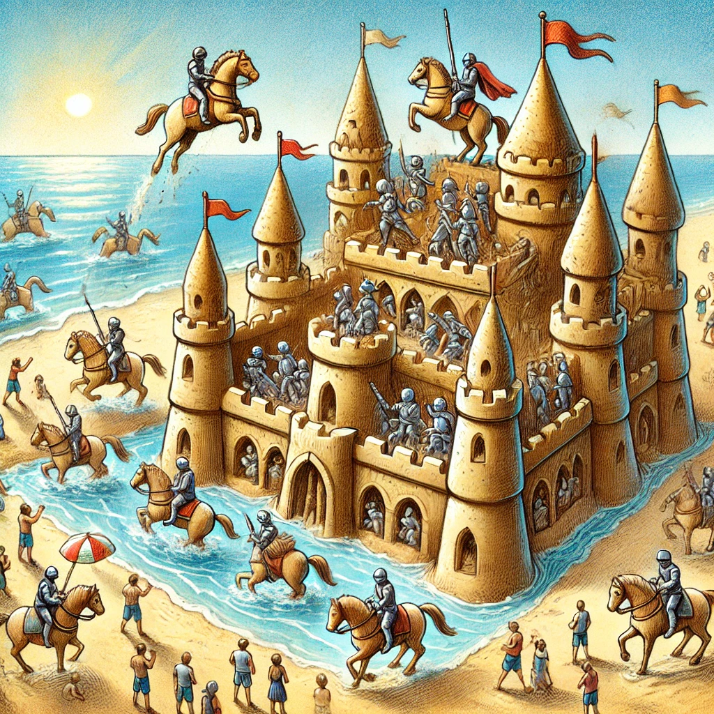 While enjoying a sunny day at the beach, you notice a sandcastle competition where one of the castles has actual tiny kn