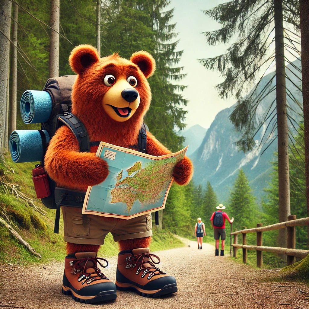You are on a hike when you see a bear with a backpack, holding a map, and wearing hiking boots. You call the park ranger
