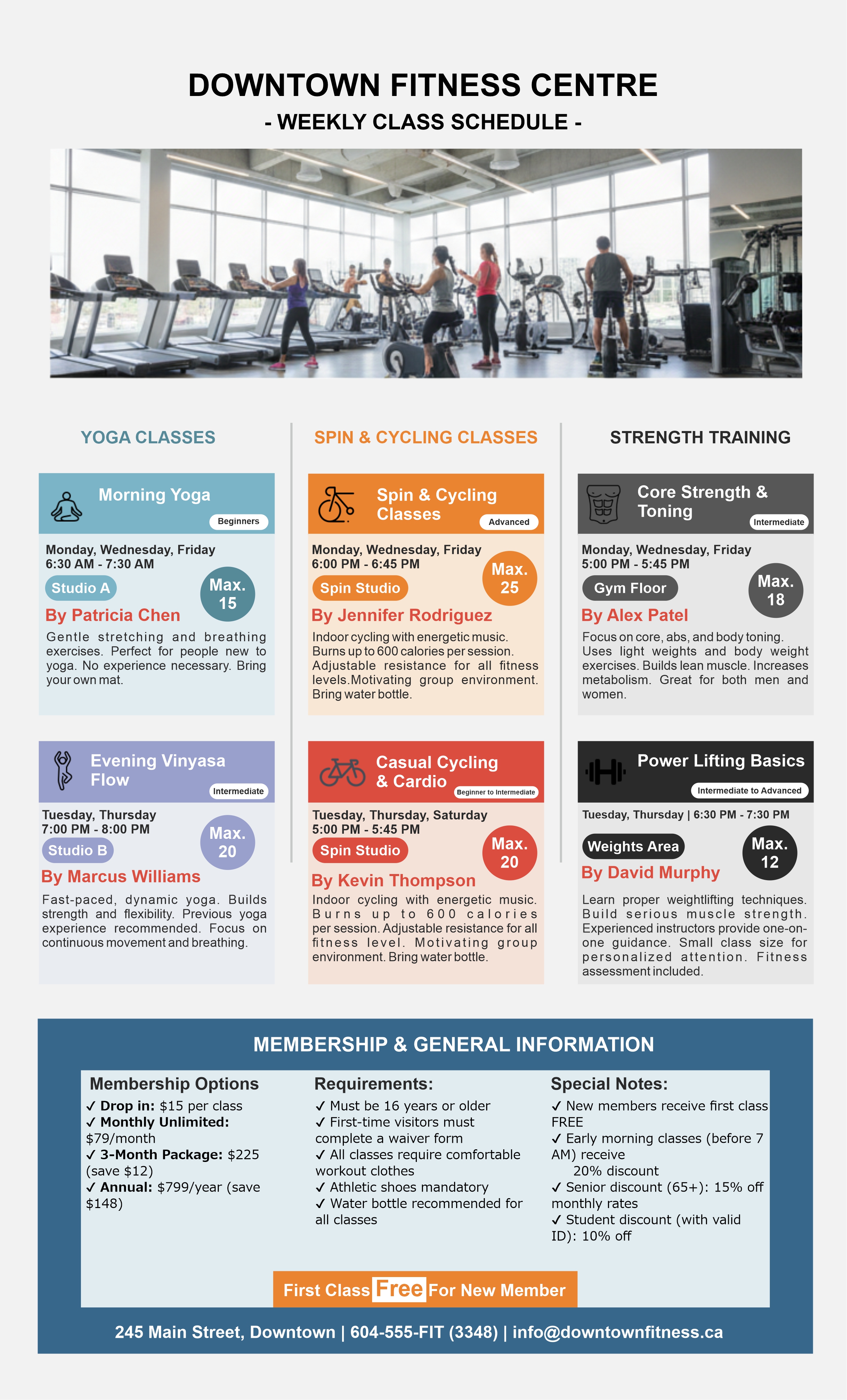 Downtown Fitness Centre - Class Selection