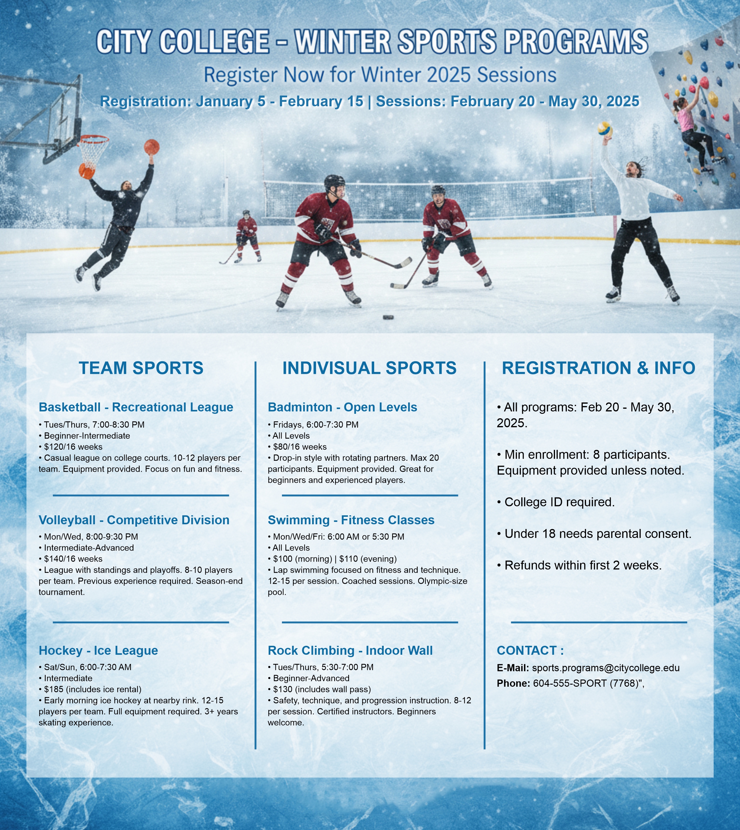 City College - Winter Sports Programs Registration